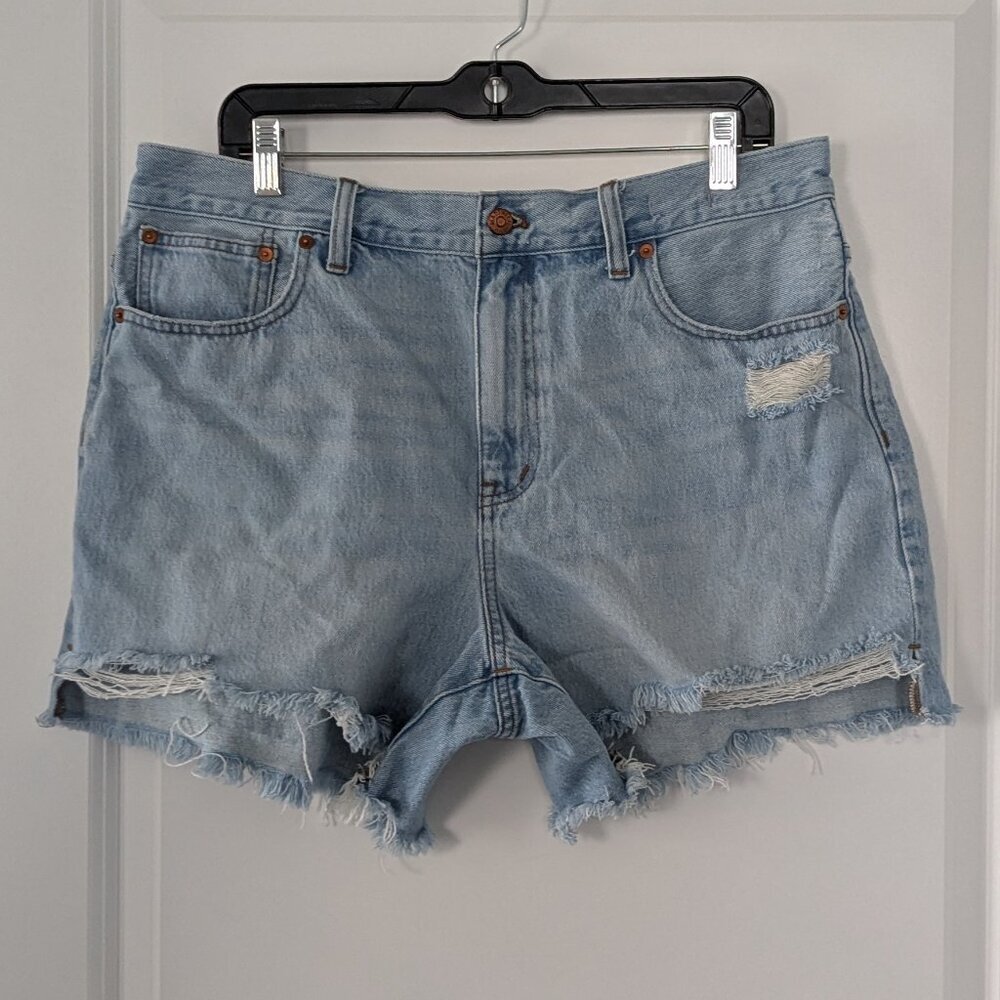 Madewell Relaxed Mid-length Denim Shorts Women's Size 31 Light Blue Distressed